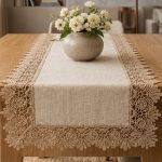 Trilho de Mesa em Polibambu com Renda Guipir – Bege